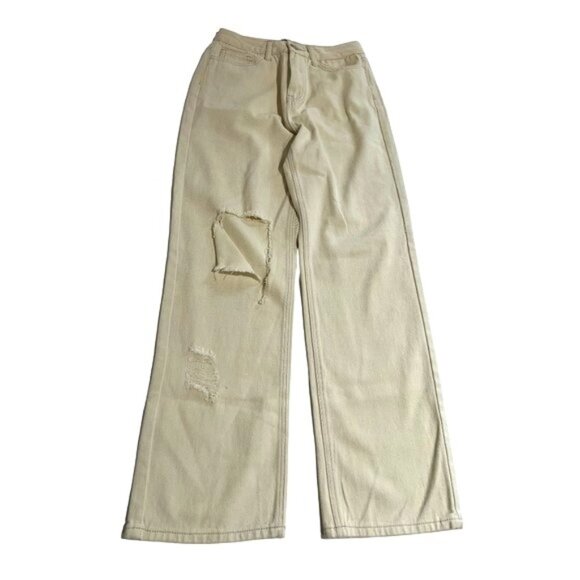 The Rock N Rev Wide Leg Jeans in Cream - Picture 1 of 6